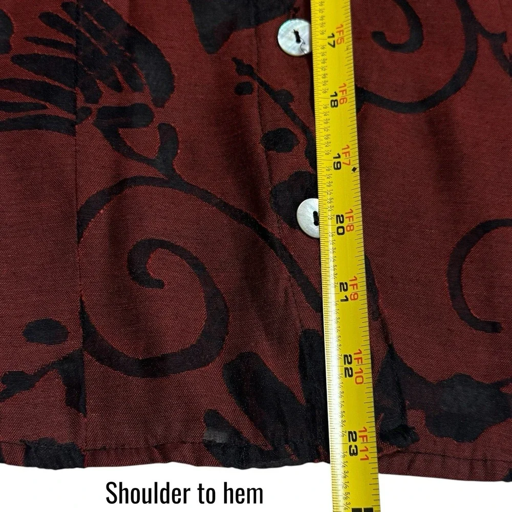 Cut Loose Linen Blend Floral Sheer Devore Button Jacket‎ Topper Artsy Eclectic S